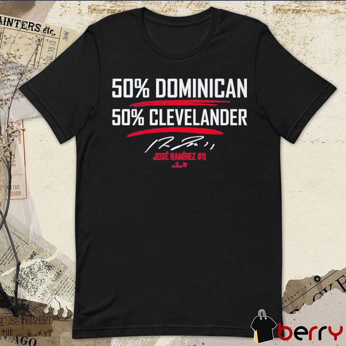 Jose Ramirez 50% Dominican-50% Clevelander Cleveland Guardians Signature t-shirt