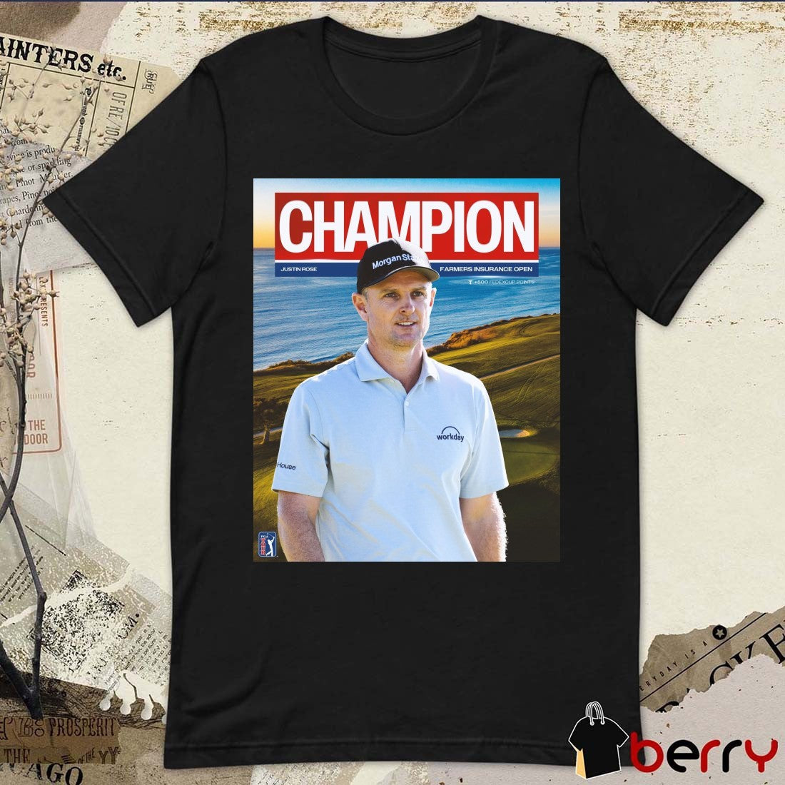 Justin Rose Farmers Insurance Open Champions PGA Tour Poster t-shirt