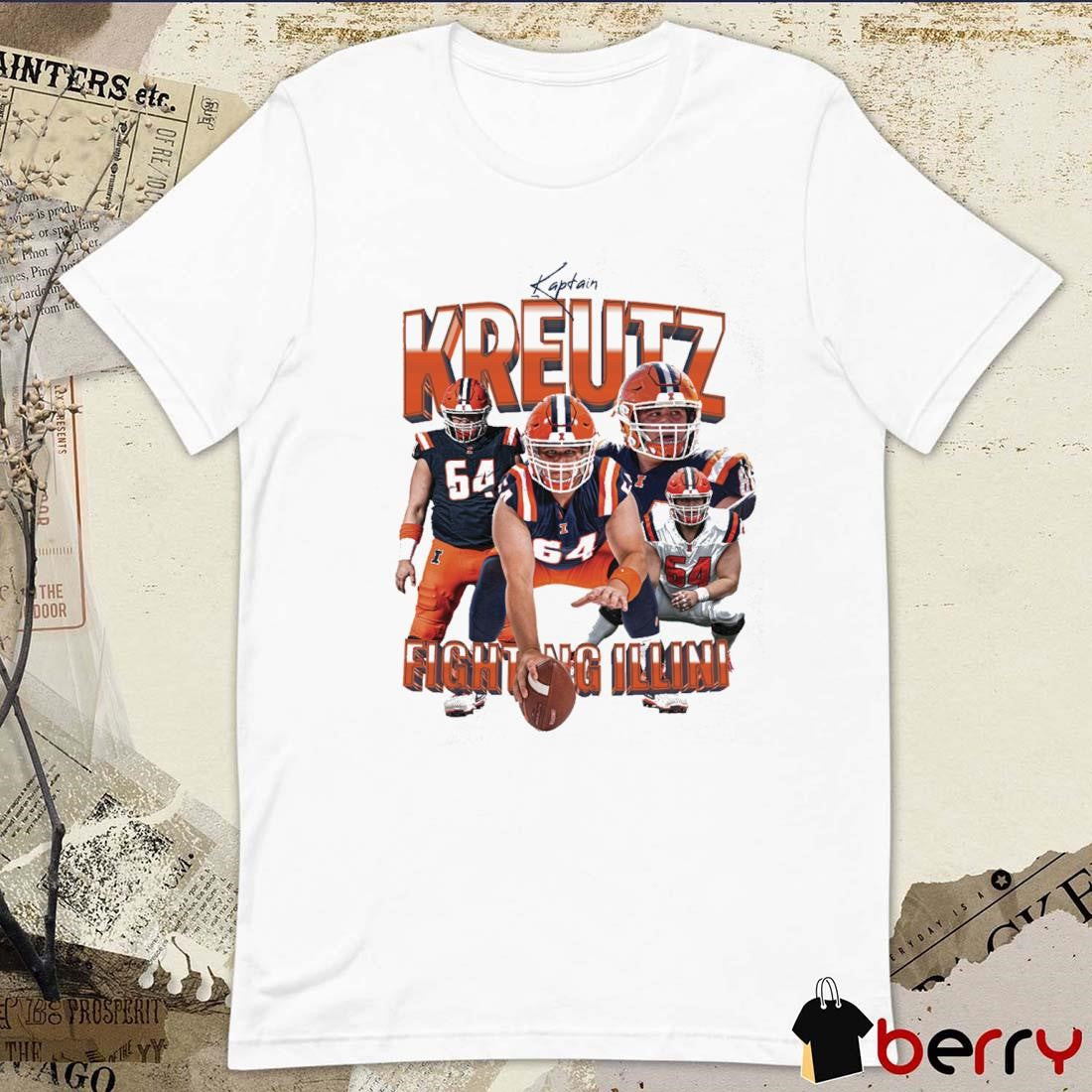 Kaptain Josh Kreutz Trenches Fighting Illini Illinois Football Graphic t-shirt