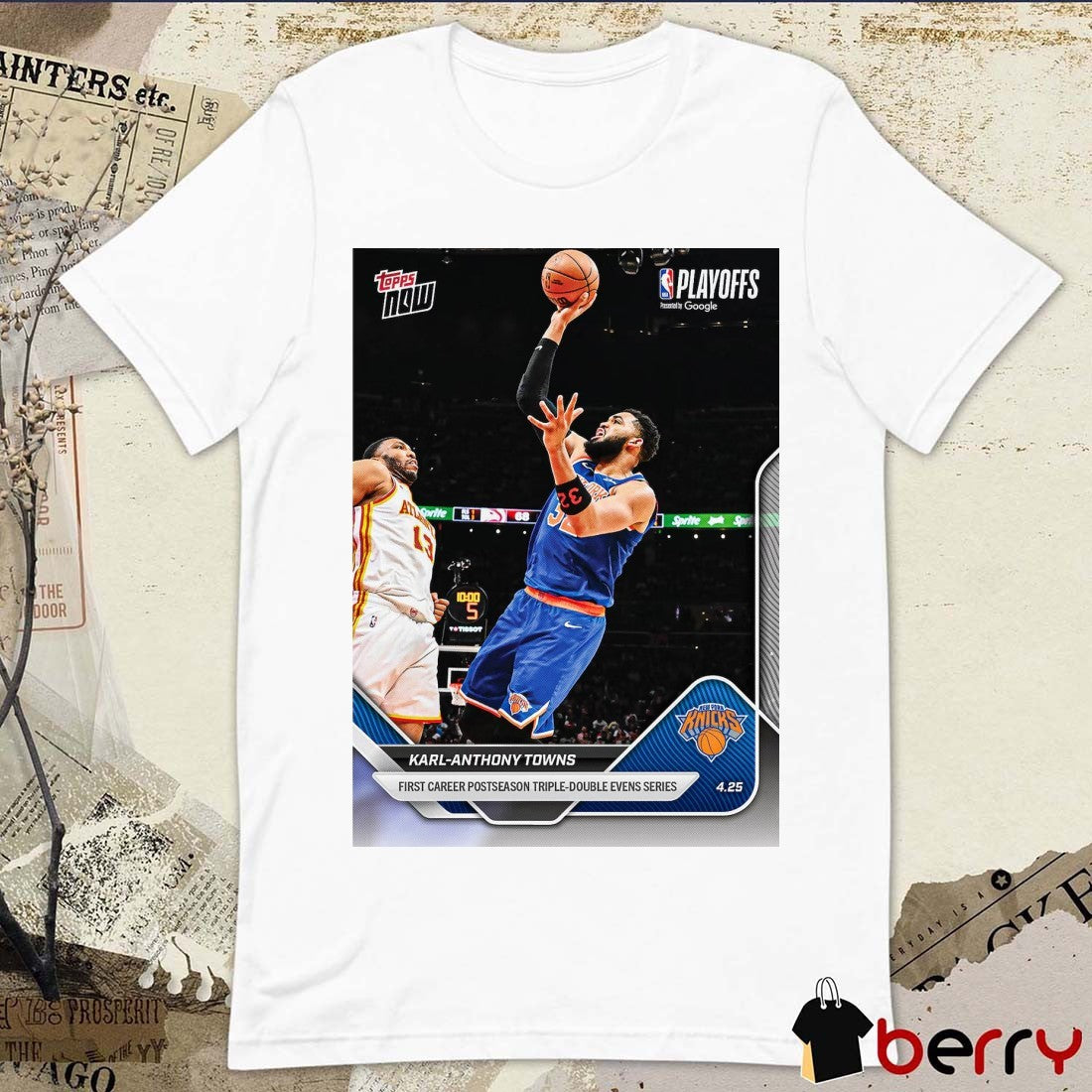 Karl-Anthony Towns New York Kicks 2025-26 NBA Topps NOW Poster t-shirt