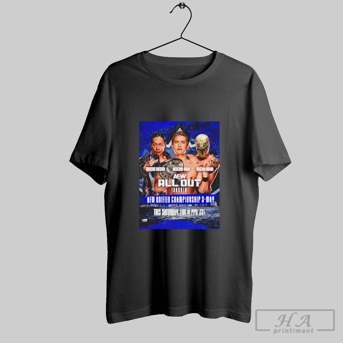 Official Kazuchika Okada Vs Konosuke Takeshita Vs Mascara Dorada Aew Unified Chamions 3 Way