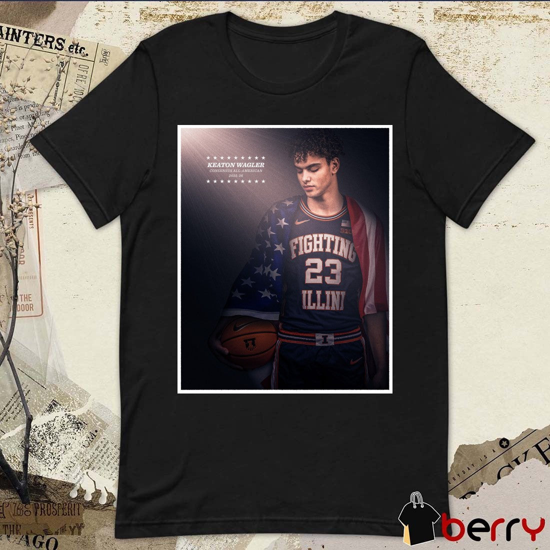 Keaton Wagler Consensus All-american 2025-2026 Illinois Men’s Basketball t-shirt