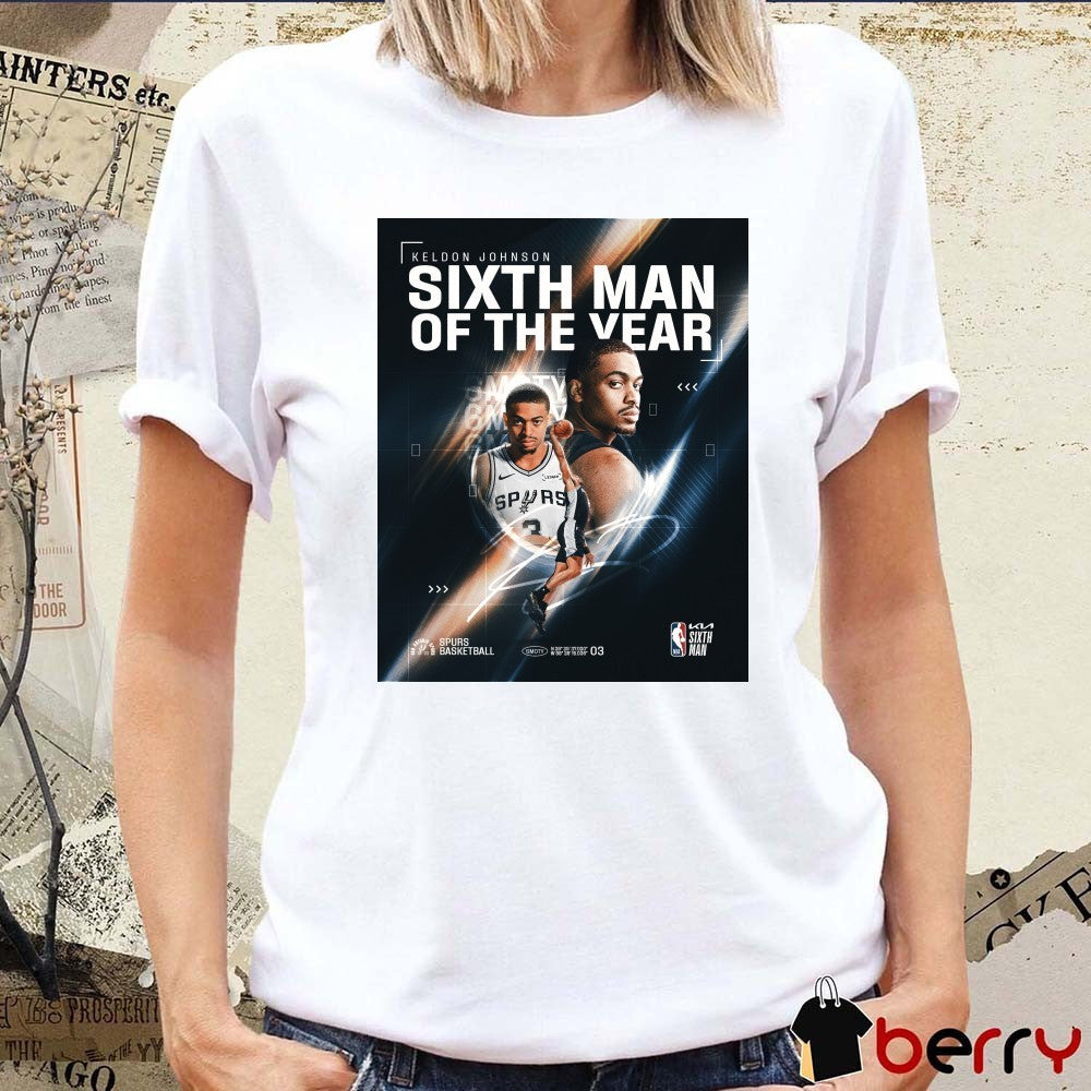 Keldon Johnson Spurs 2025-26 Kia NBA Sixth Man of the Year Poster t-shirt