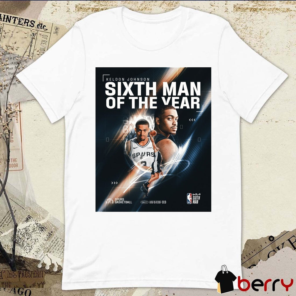 Keldon Johnson Spurs 2025-26 Kia NBA Sixth Man of the Year Poster t-shirt