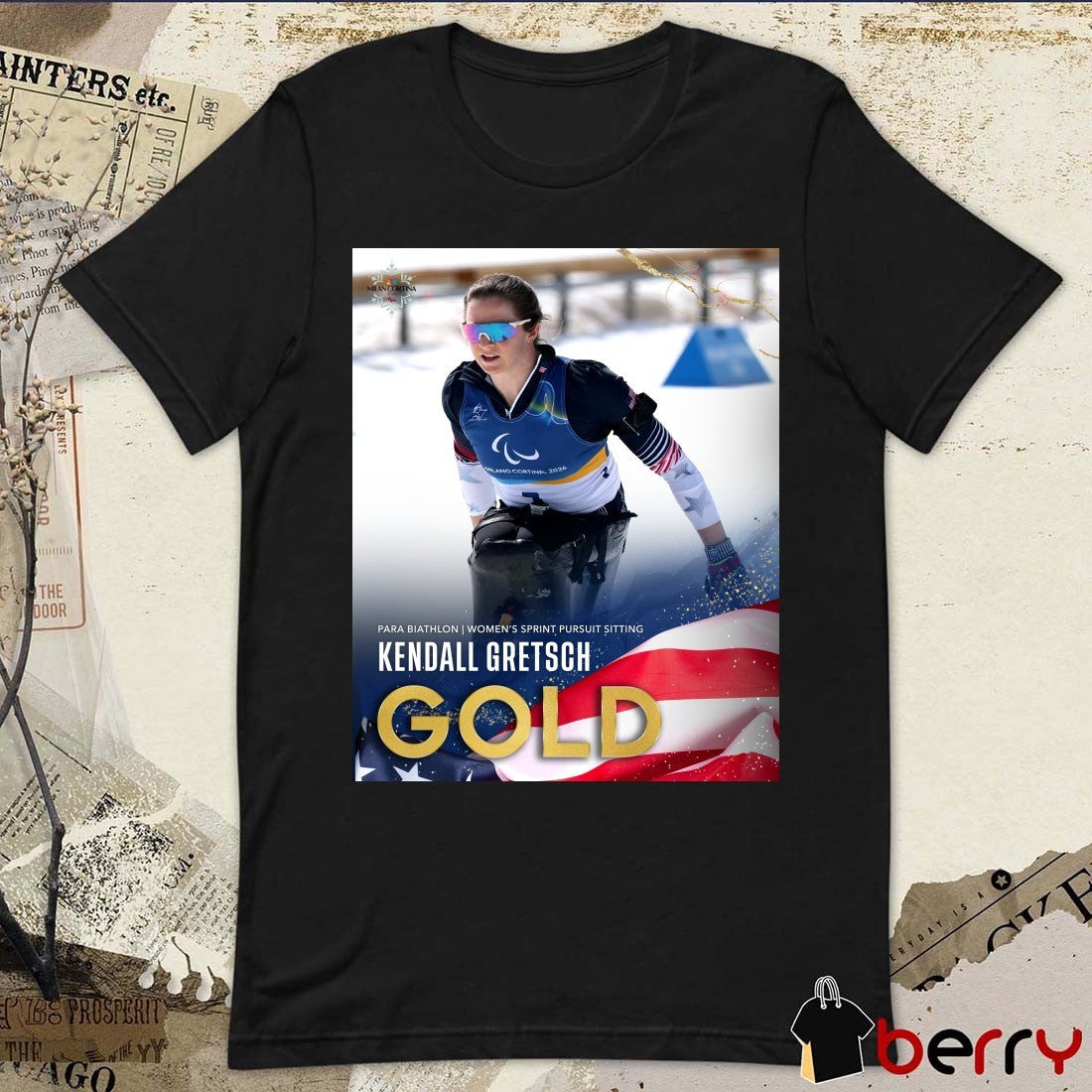 Kendall Gretsch Para Biathlon Women’s Sprint Pursuit Sitting Gold Medal Poster t-shirt