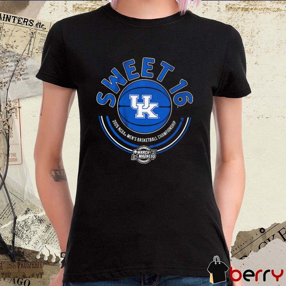 Kentucky Wildcats Sweet 16 NCAA DI Men’s Basketball Championship March Madness 2025 Logo t-shirt