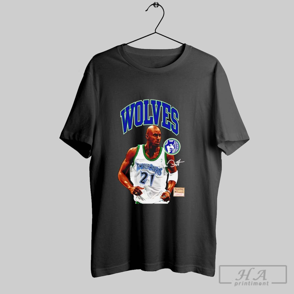 Official Kevin Garnett Minnesota Timberwolves Mitchell Ness Hardwood Classics Player Arch Signature
