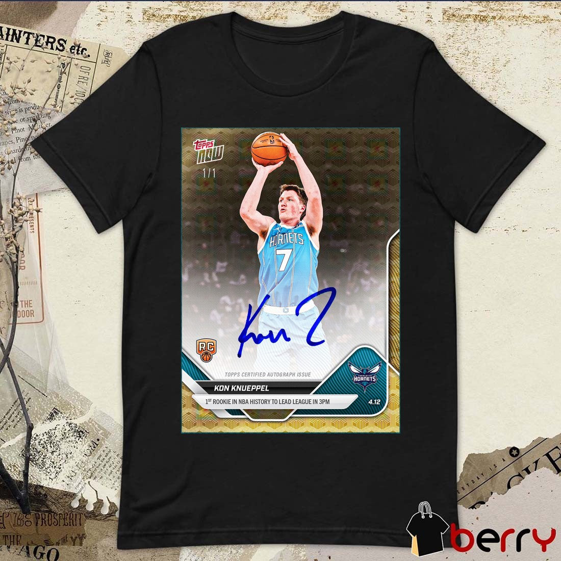 Kon Knueppel 1st Rookie In NBA History To Lead League In 3PM Topps Now Signature Poster t-shirt