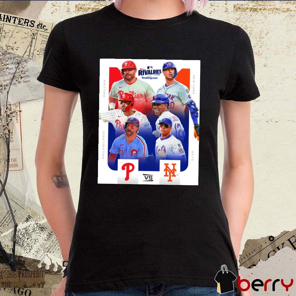 Kyle Schwarber Nick Castellanos Philadelphia Phillies Vs Pete Alonso Francisco Lindor New York Mets MLB Rivalries Poster t-shirt