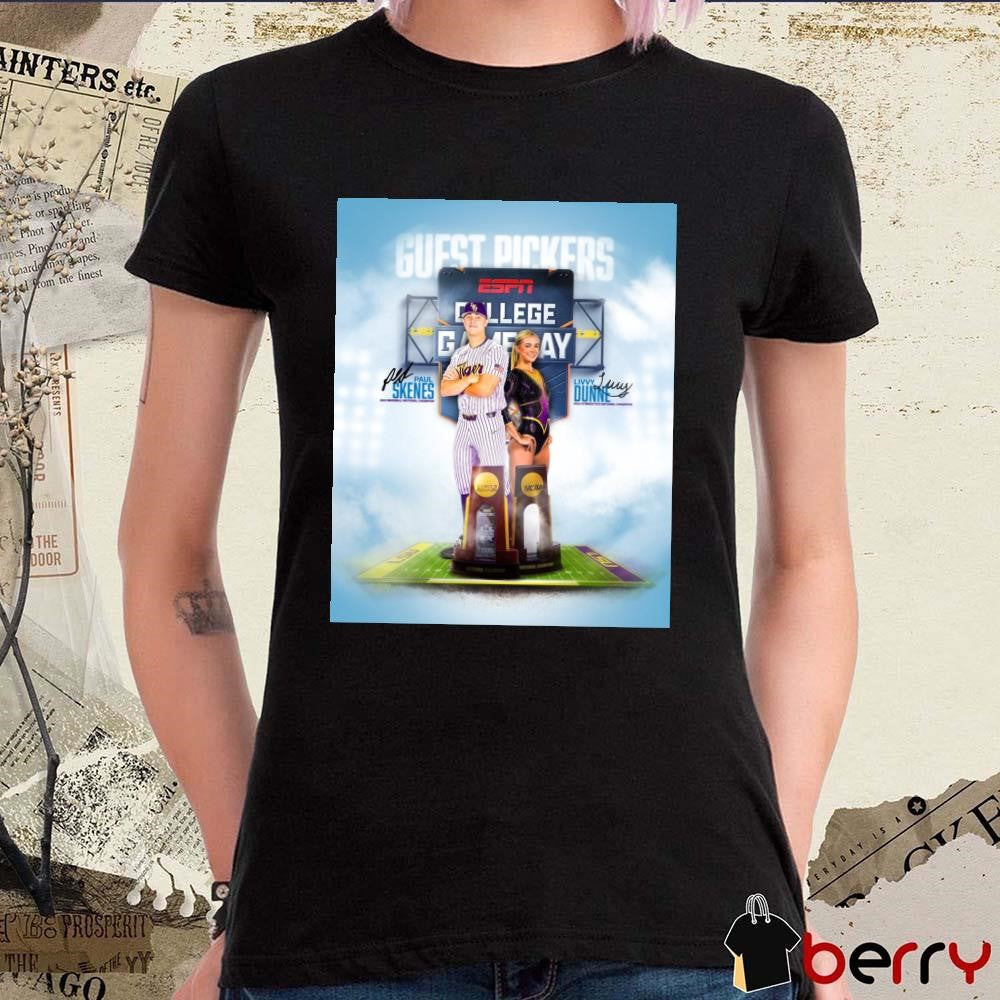 LSU Tigers Football Guest Picker ESPN College Gameday National Champions Paul Skenes Livvy Dunne Signatures Poster t-shirt