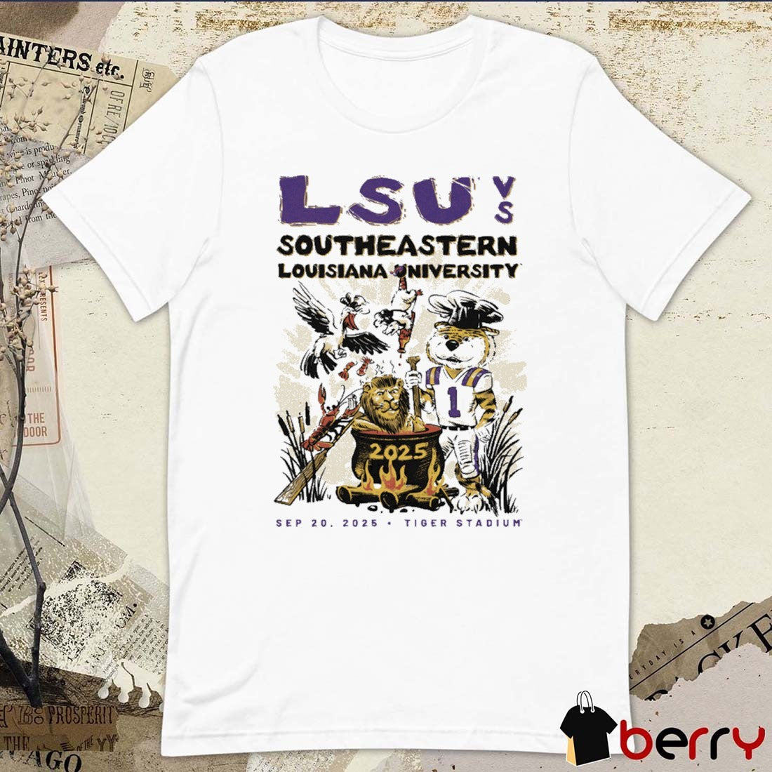 LSU Tigers vs. Southeastern Louisiana University Game Day September 20 2025 Tiger Stadium Painting t-shirt