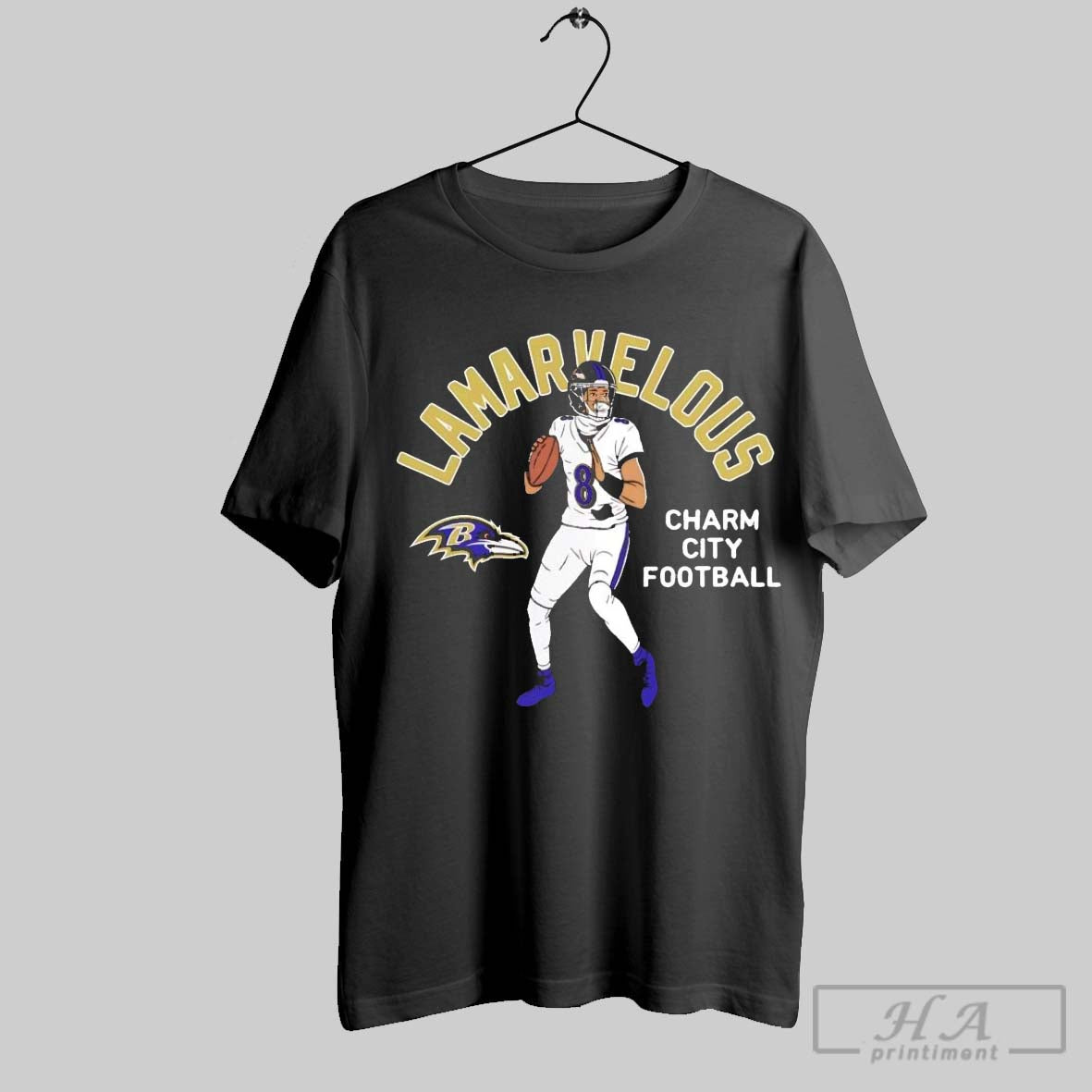 Official Lamar Jackson Illustrative Charm City Football Ravens