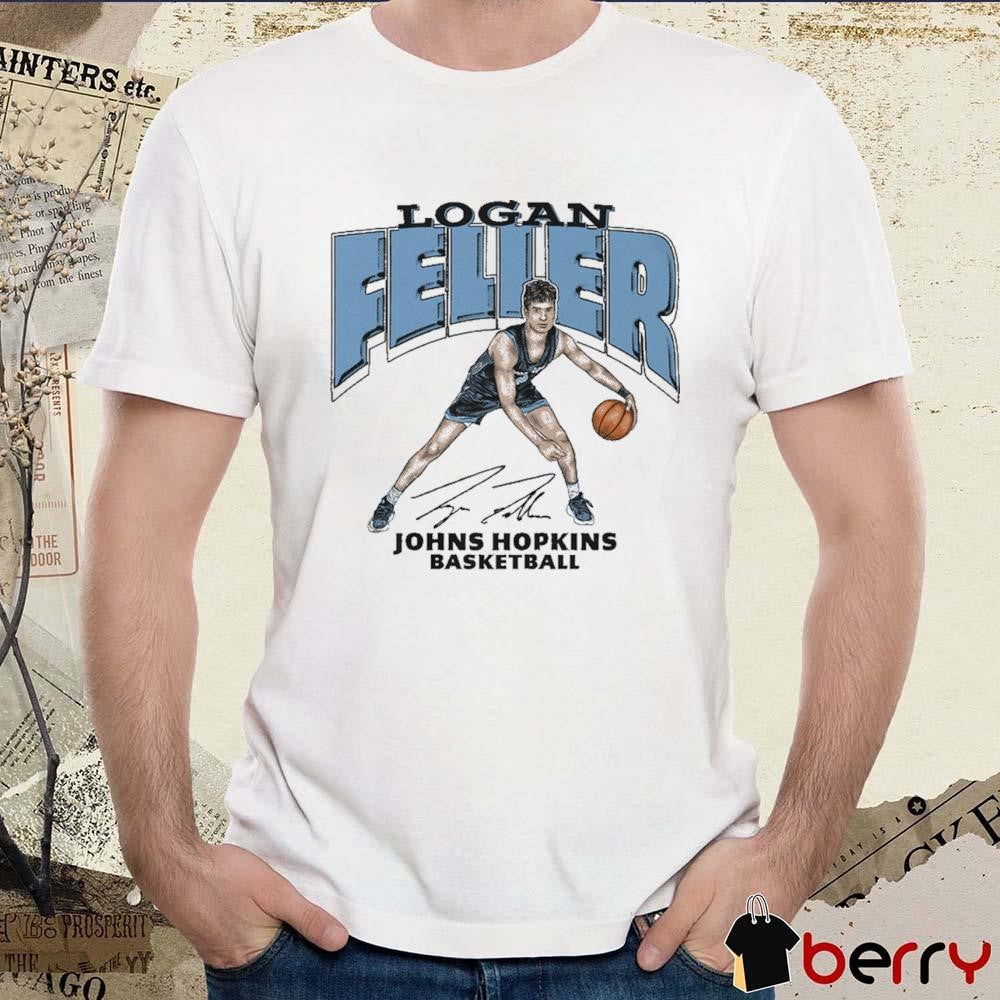 Logan Feller Johns Hopkins Basketball Cartoon Signature t-shirt