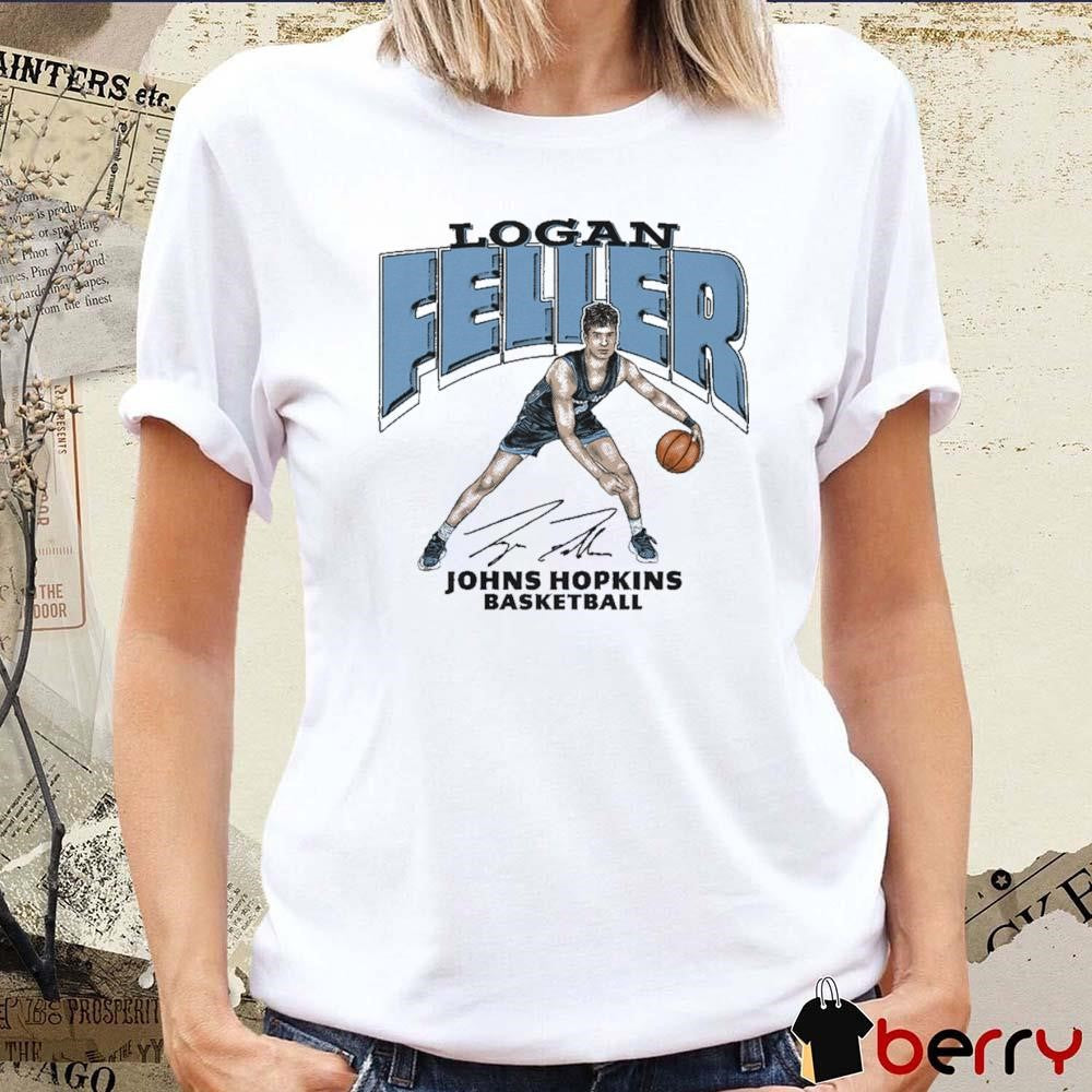 Logan Feller Johns Hopkins Basketball Cartoon Signature t-shirt