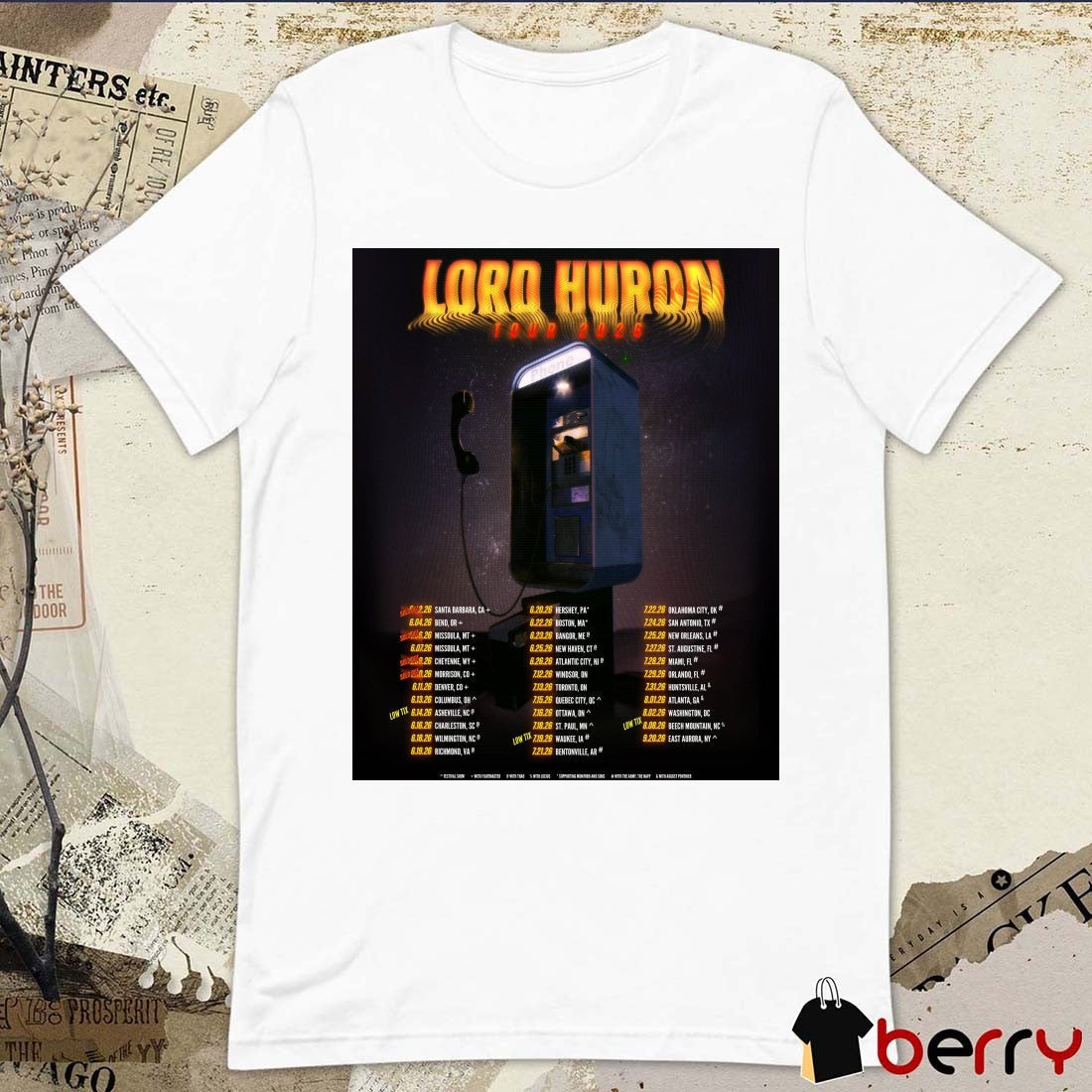 Lord Huron Tour 2026 6.11 Denver CO 6.13 Columbus OH 6.16 Charleston SC Poster t-shirt