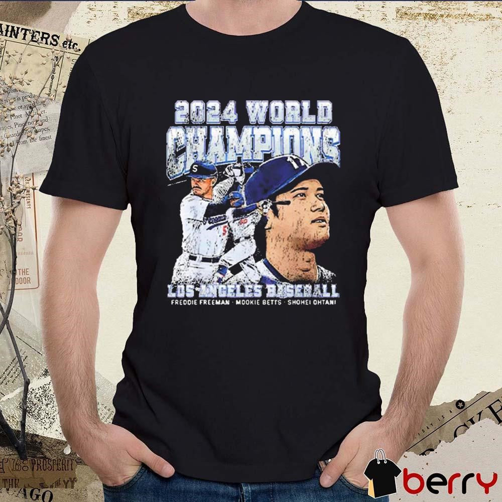 Los Angeles Dodgers Baseball 2024 World Champions Shohei Ohtani Freddie Freeman And Mookie Betts Vintage t-shirt
