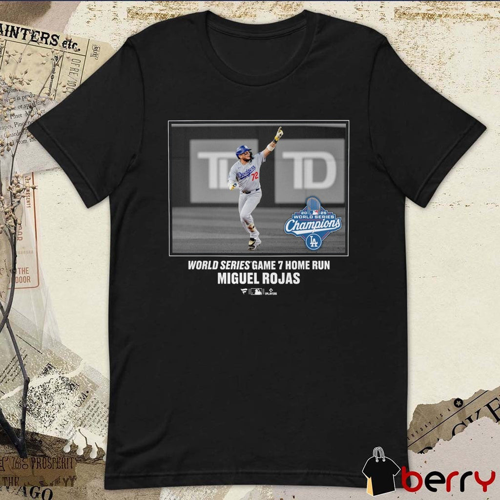 Los Angeles Dodgers Miguel Rojas 2025 World Series Game 7 Home Run Champions Moment Defeat Toronto Blue Jays t-shirt