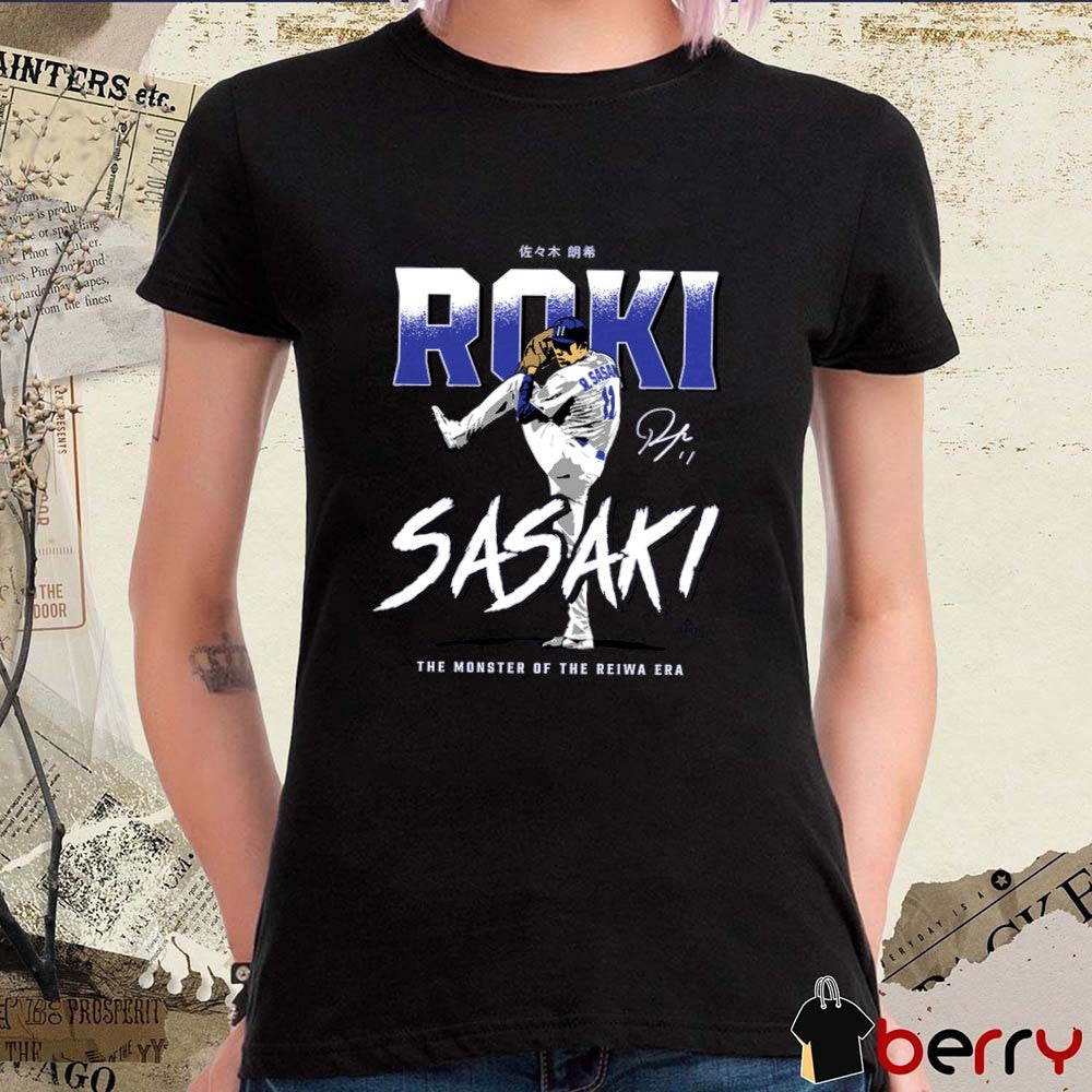 Los Angeles Dodgers Roki Sasaki Monster of the Reiwa Era MLB Baseball Signature Painting t-shirt