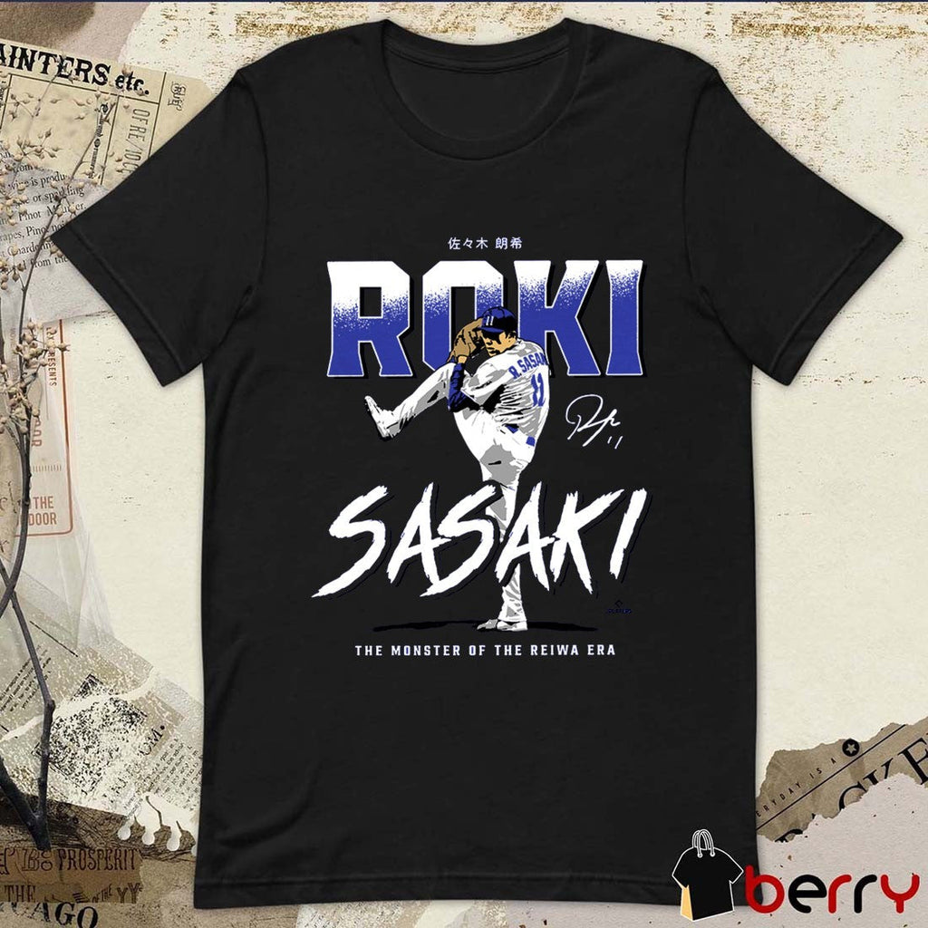 Los Angeles Dodgers Roki Sasaki Monster of the Reiwa Era MLB Baseball Signature Painting t-shirt