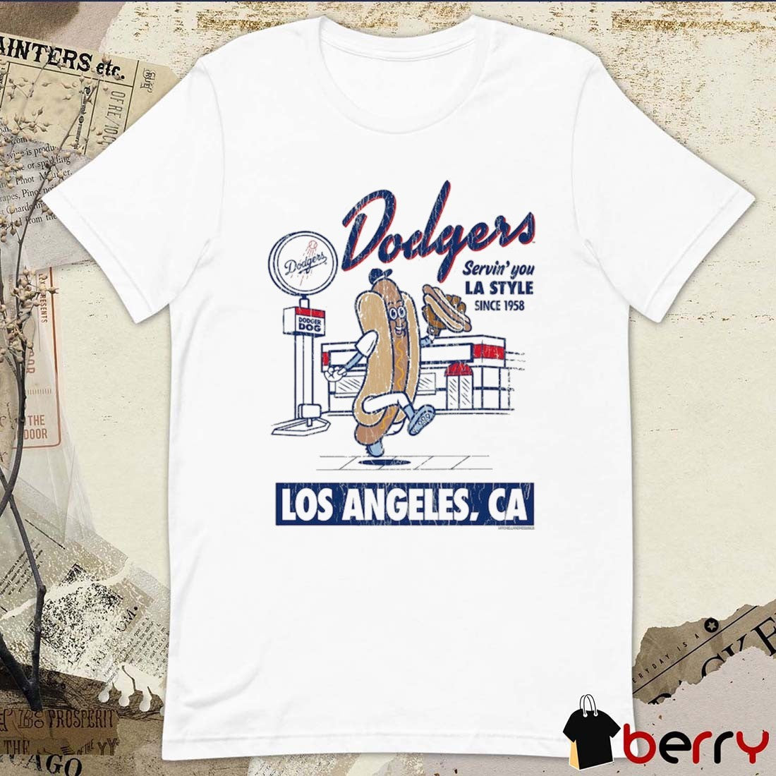 Los Angeles Dodgers Servin’ You LA Style Since 1958 Los Angeles CA Hot Dog t-shirt