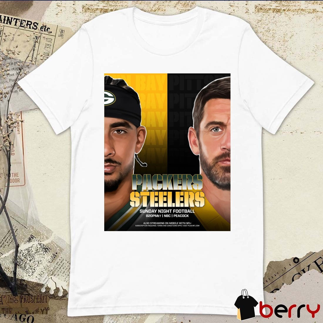 Love Green Bay Packers Vs Rodgers Pittsburgh Steelers Sunday Night Showdown Football 2025 Poster t-shirt