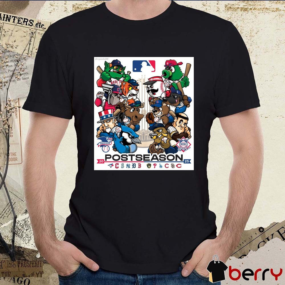 MLB 2025 Postseason Logos Mascot Teams American League and National League Playoffs Poster t-shirt