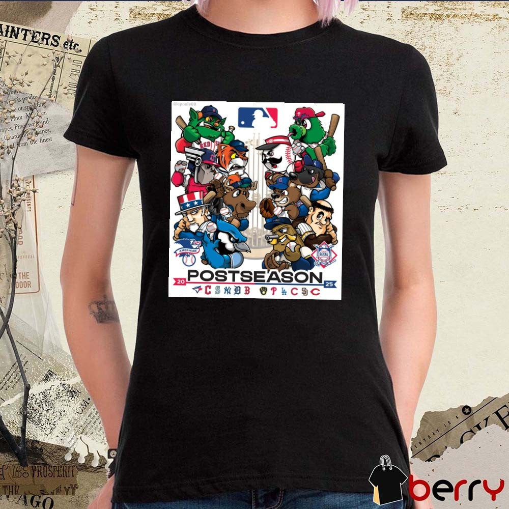 MLB 2025 Postseason Logos Mascot Teams American League and National League Playoffs Poster t-shirt