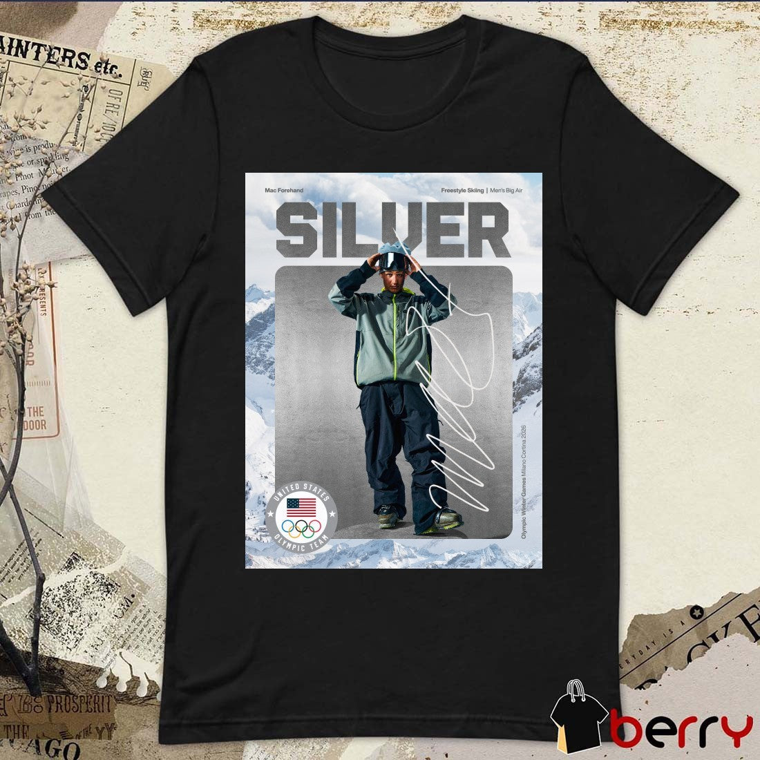 Mac Forehand Freestyle Skiing Men’s Big Air SILVER Signature t-shirt