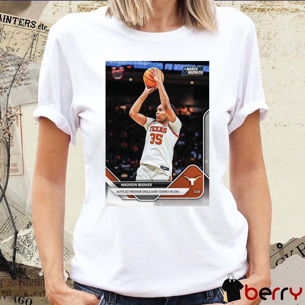 Madison Booker 40pts Set Program Single-Game Tourney Record 2025-26 Bowman U NOW Basketball Card t-shirt
