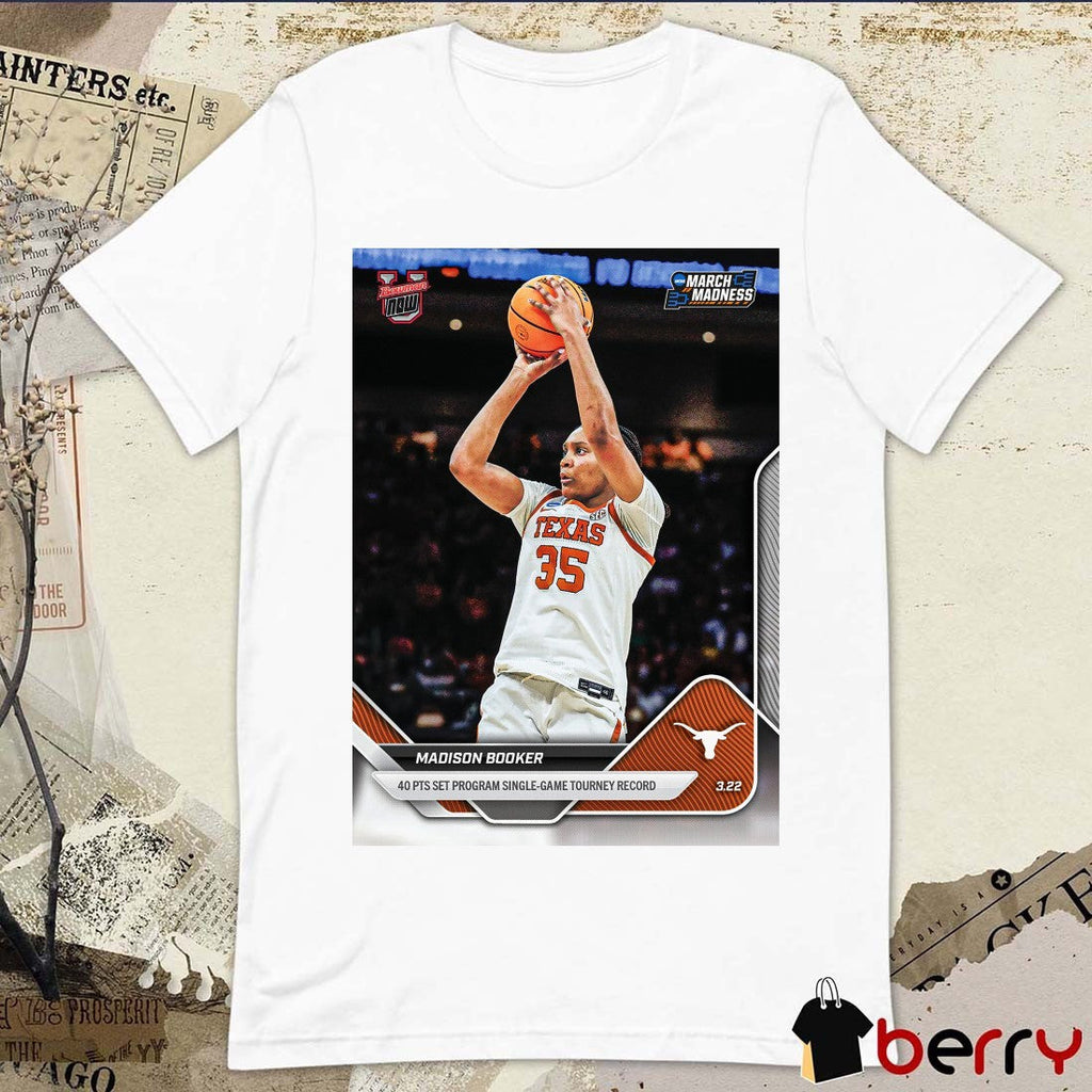 Madison Booker 40pts Set Program Single-Game Tourney Record 2025-26 Bowman U NOW Basketball Card t-shirt