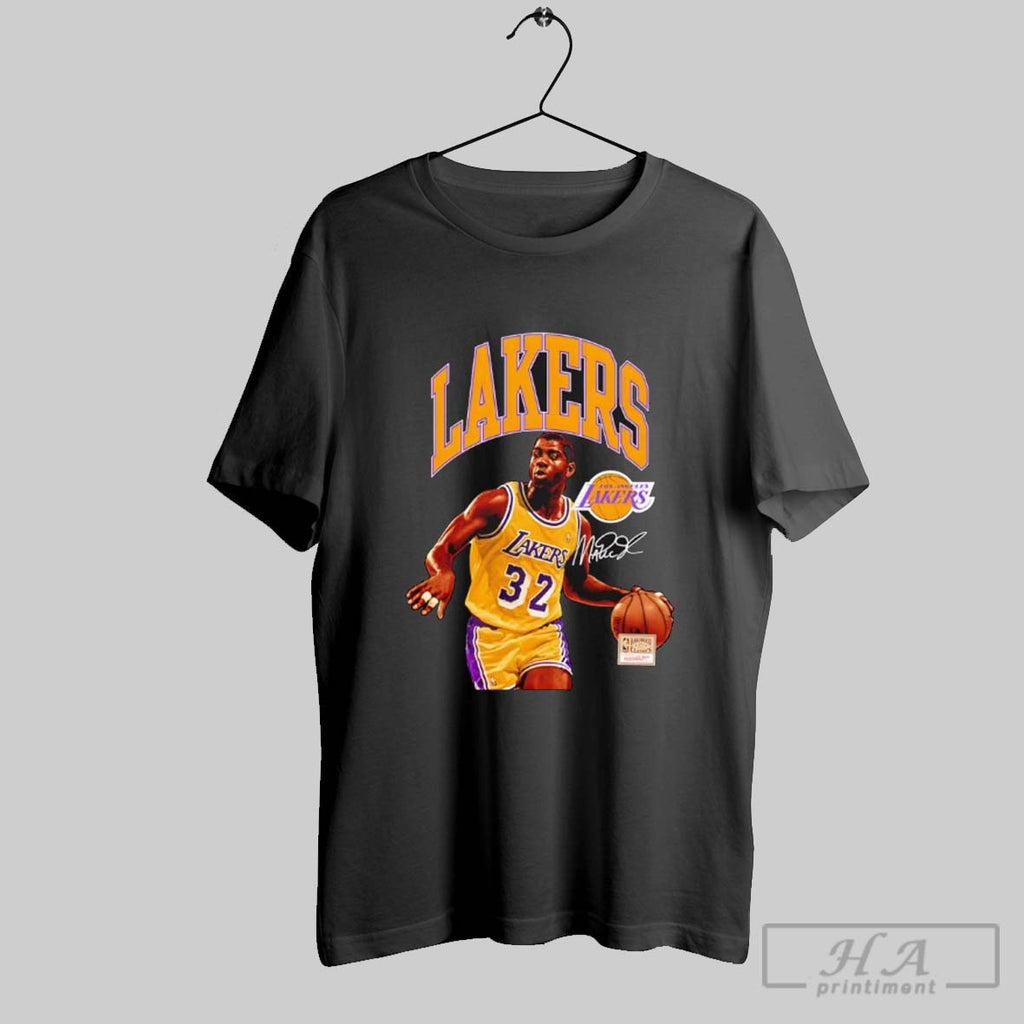 Official Magic Johnson Los Angeles Lakers Mitchell Ness Hardwood Classics Player Arch Signature