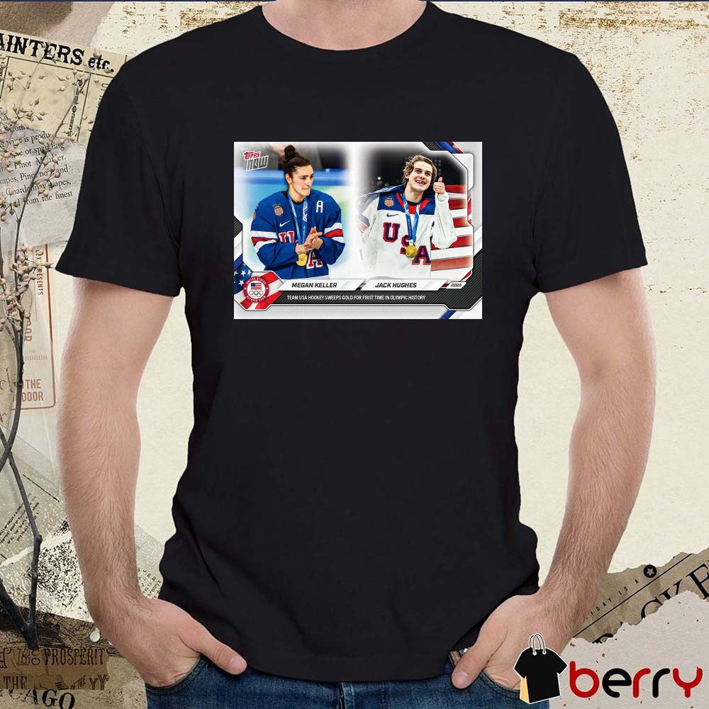 Megan Keller and Jack Hughes 2026 Olympics Topps NOW Poster t-shirt