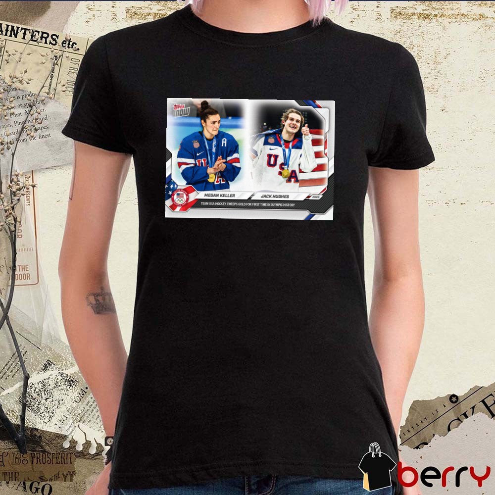 Megan Keller and Jack Hughes 2026 Olympics Topps NOW Poster t-shirt