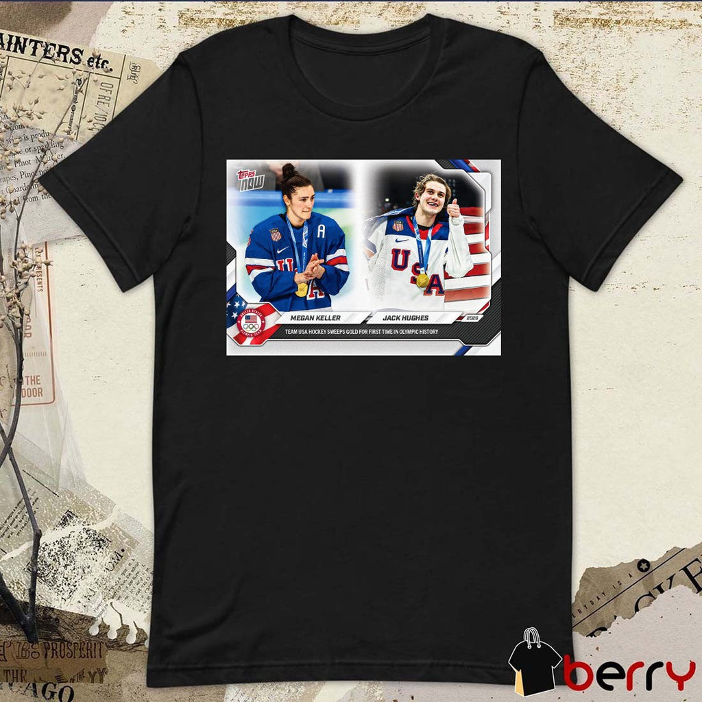 Megan Keller and Jack Hughes 2026 Olympics Topps NOW Poster t-shirt