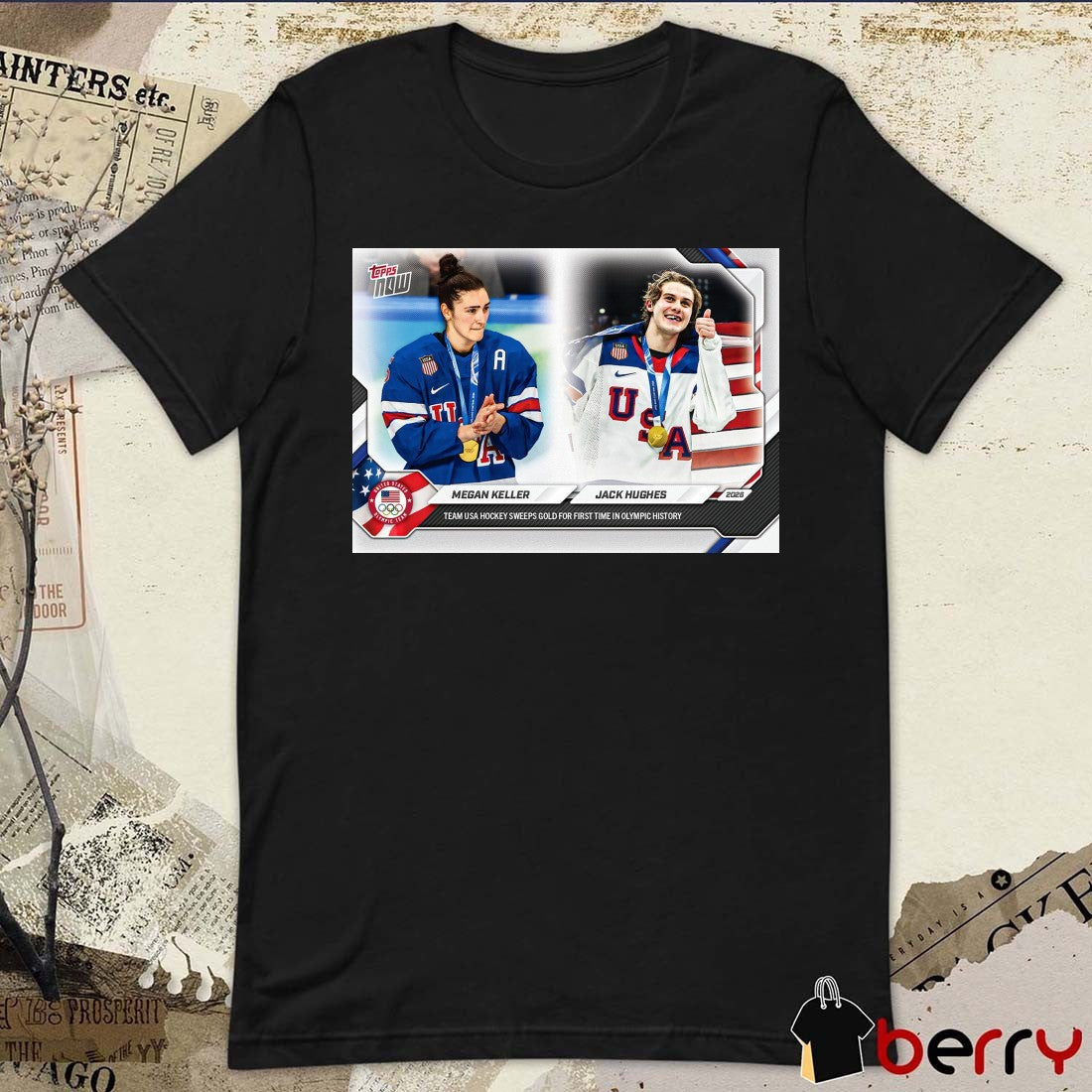 Megan Keller and Jack Hughes 2026 Olympics Topps NOW Poster t-shirt