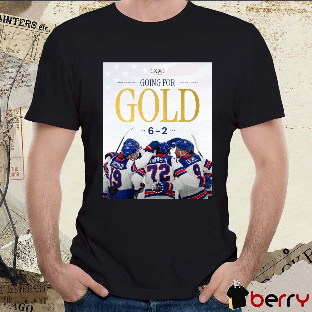Men’s Ice Hockey Semi-final Round Going For Gold USA 6-2 SVK 2026 Winter Olympics t-shirt