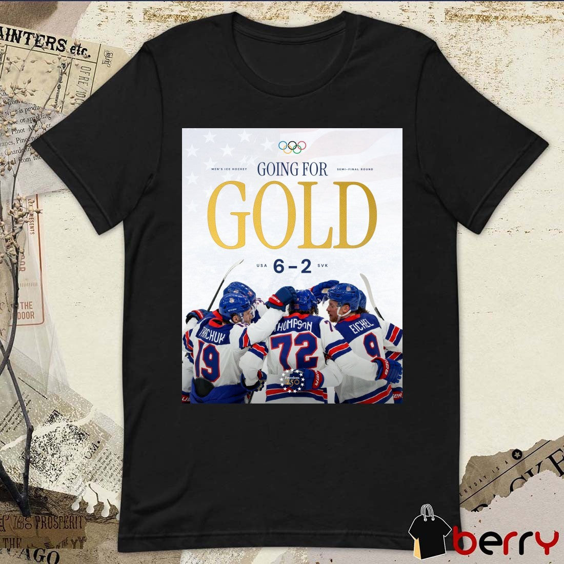 Men’s Ice Hockey Semi-final Round Going For Gold USA 6-2 SVK 2026 Winter Olympics t-shirt