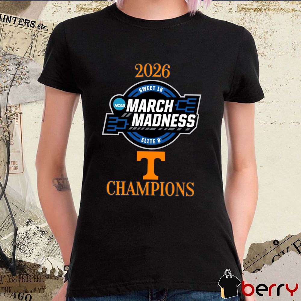 Men’s Tennessee Volunteers 2026 NCAA March Madness Sweet 16 Elite 8 Champions Logo t-shirt