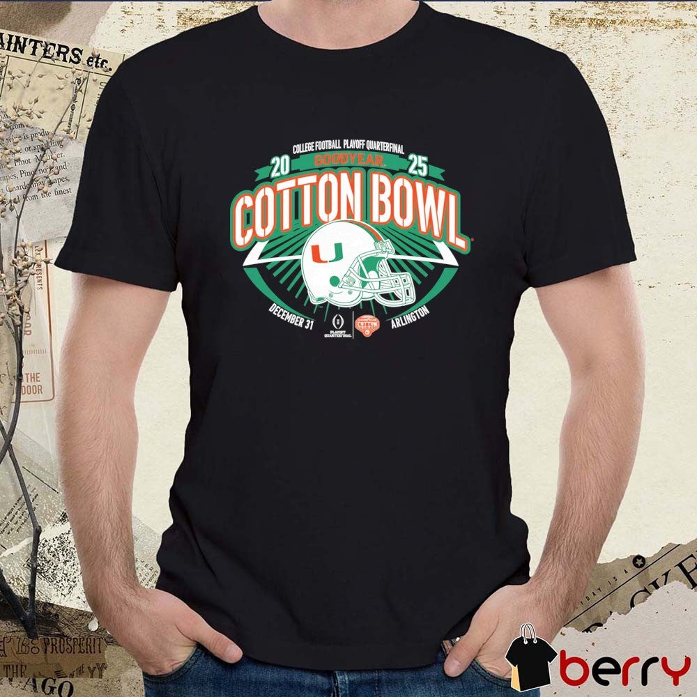 Miami Hurricanes 2025 College Football Playoff Quarterfinal Goodyear Cotton Bowl December 31 Arlington Retro t-shirt