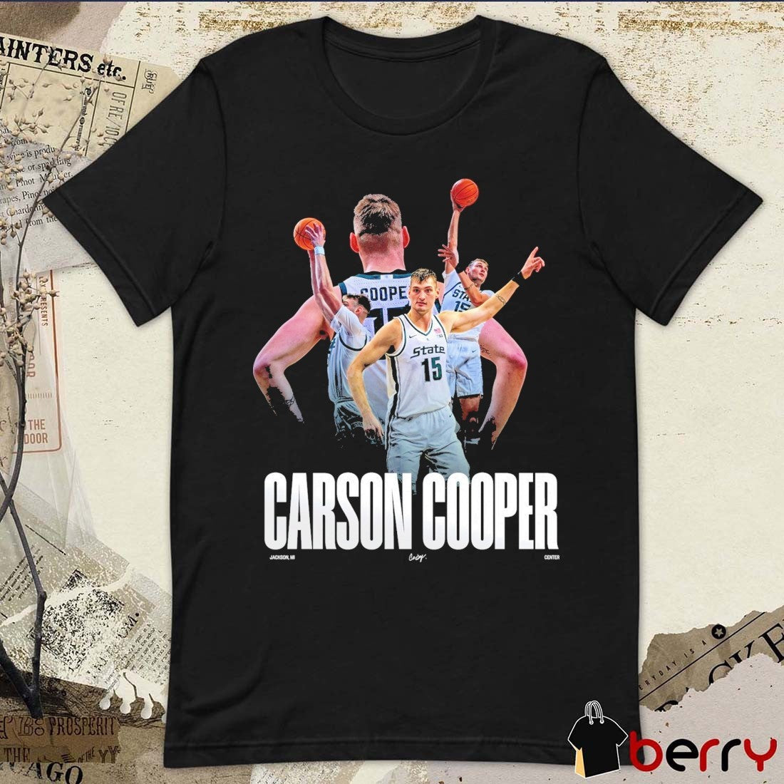 Michigan State Men’s Basketball Carson Copper Signature Jackson MI Center t-shirt