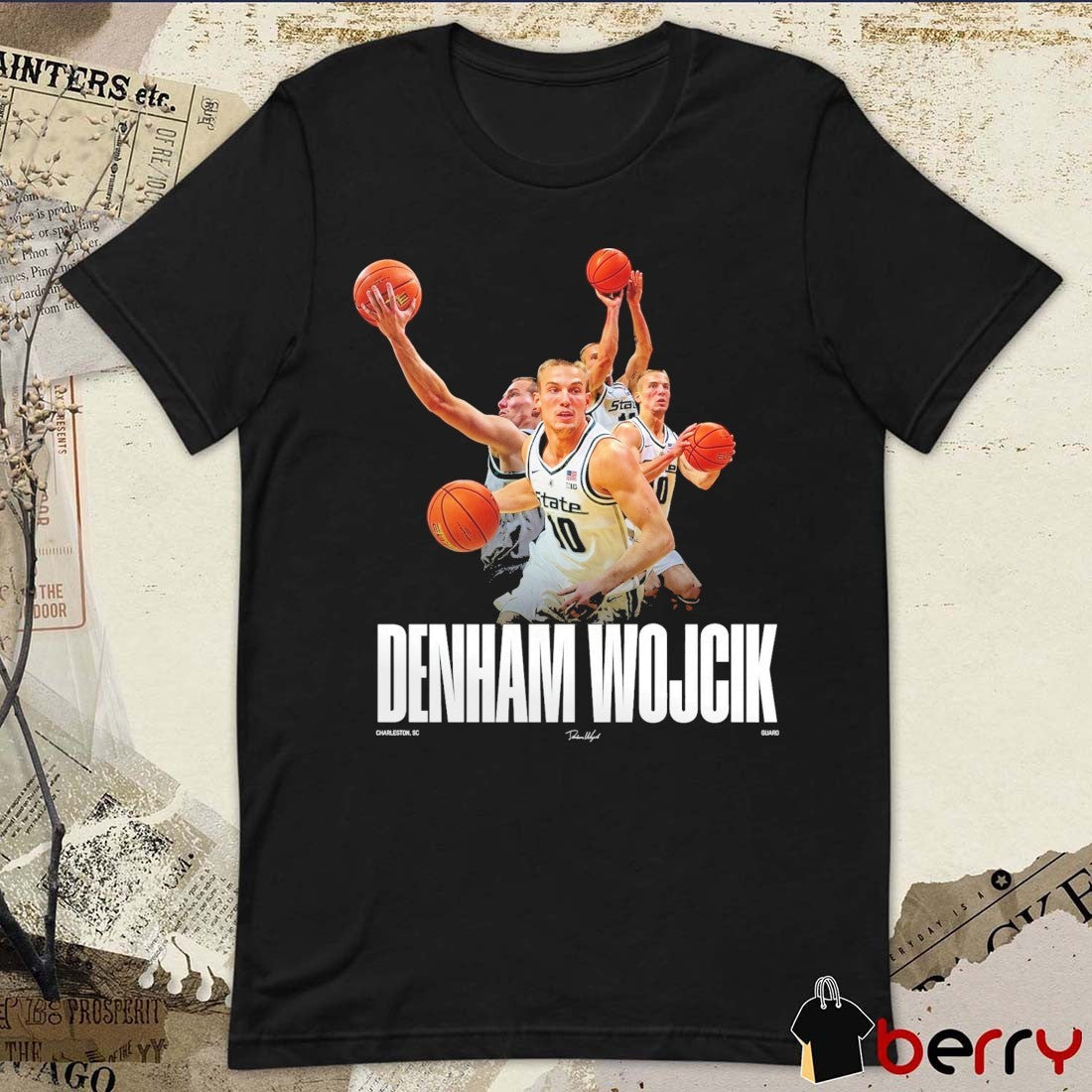 Michigan State Men’s Basketball Denham Wojcik Signature Charleston SC Guard t-shirt
