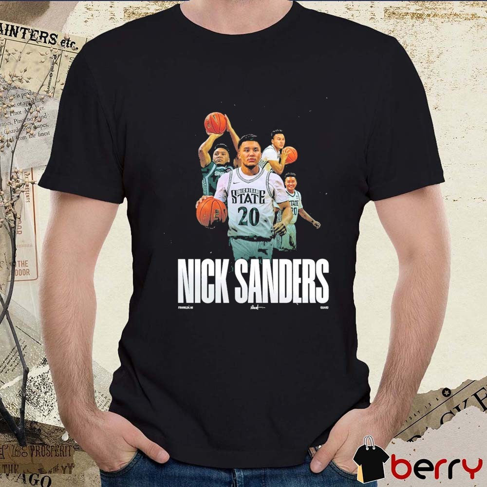 Michigan State Men’s Basketball Nick Sanders Signature Franklin, MI Guard t-shirt