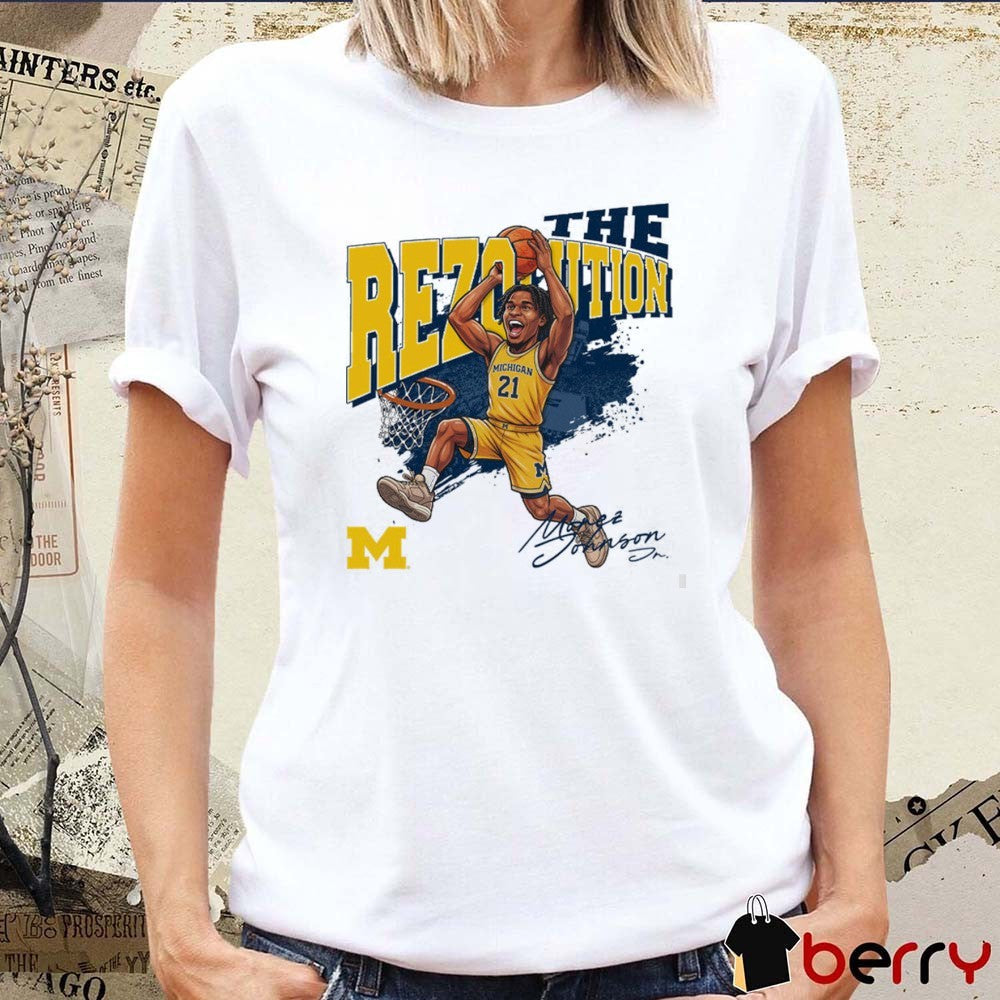 Michigan Wolverines Basketball Morez Johnson Jr. The Rezolution Caricature Signature t-shirt