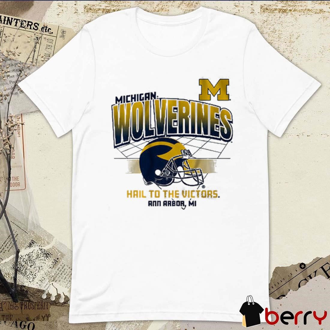 Michigan Wolverines Football Helmet Grid Hail To The Victors Ann Arbor MI NCAA 2024 t-shirt