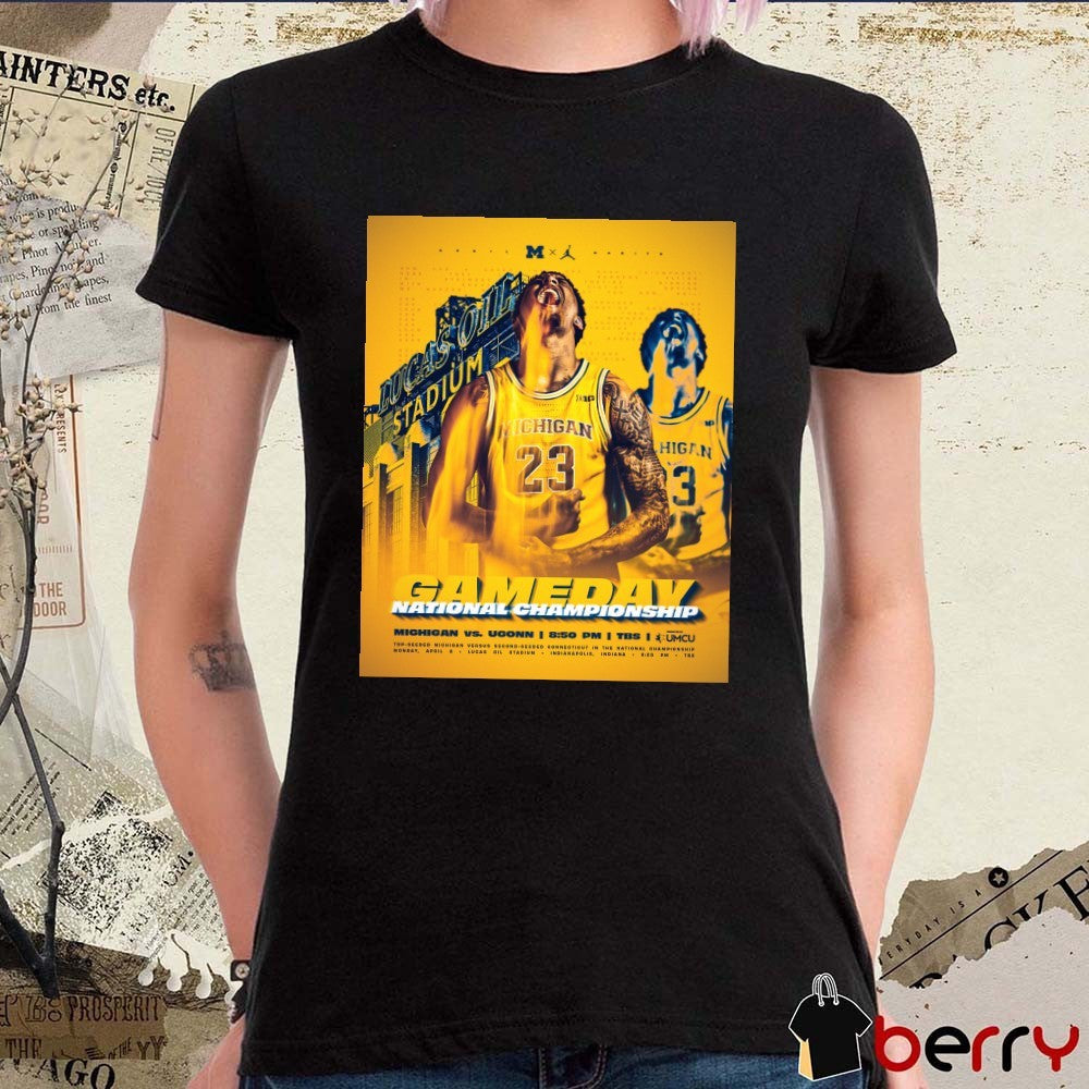 Michigan Wolverines Men’s Basketball 2026 NCAA National Championship Gameday Lucas Oil Stadium Poster t-shirt