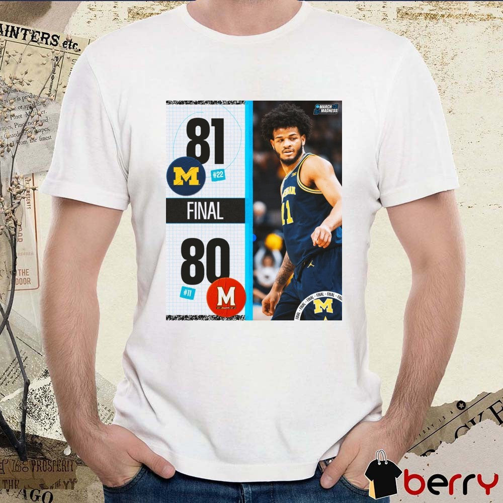 Michigan Wolverines vs Maryland Terrapins Final Score 81 – 80 Big Ten March Madness Poster t-shirt