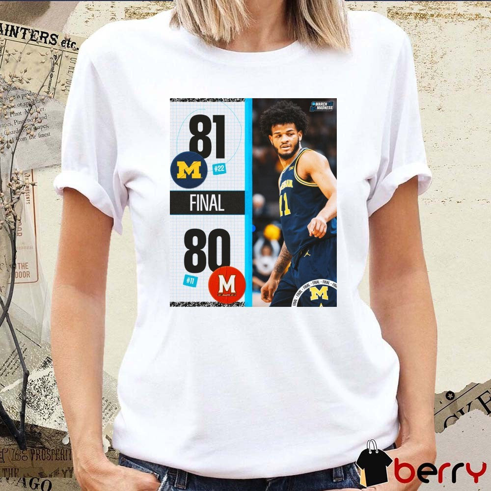 Michigan Wolverines vs Maryland Terrapins Final Score 81 – 80 Big Ten March Madness Poster t-shirt
