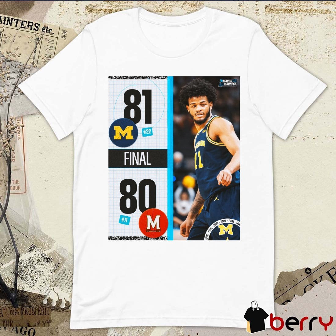 Michigan Wolverines vs Maryland Terrapins Final Score 81 – 80 Big Ten March Madness Poster t-shirt