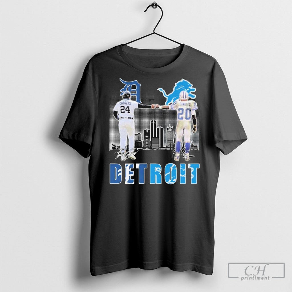 Official Miguel Cabrera Barry Sanders Detroit Tigers X Detroit Lions Signatures