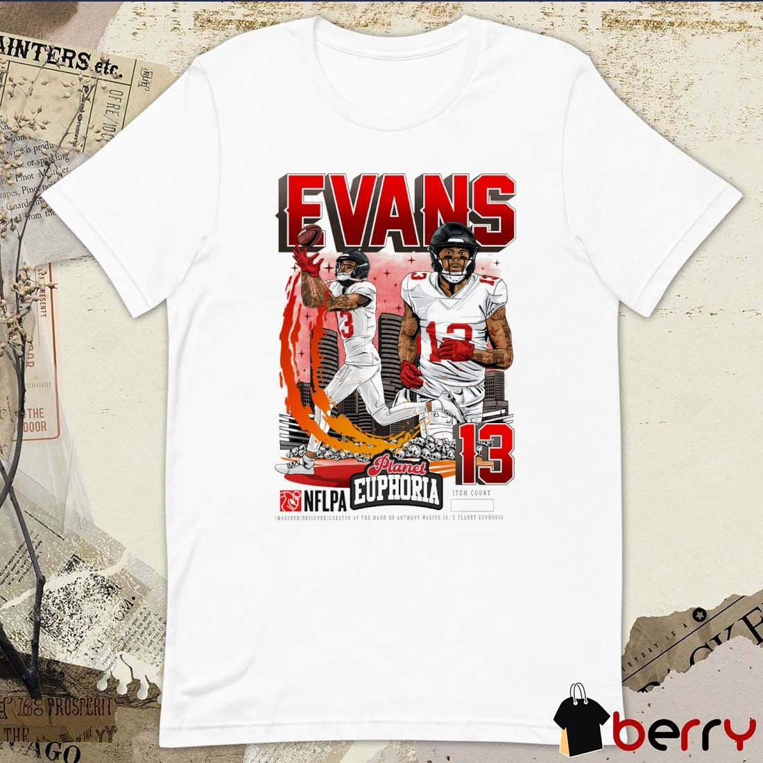 Mike Evans V2 Tampa Bay Buccaneers NFL Planet Euphoria Art t-shirt
